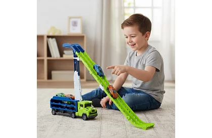 Camion cu remorcă și tobogan + 6 mașinuțe