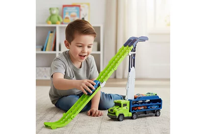 Camion cu remorcă și tobogan + 6 mașinuțe