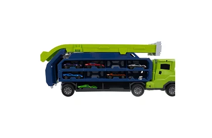 Camion cu remorcă și tobogan + 6 mașinuțe