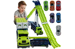 Camion cu remorcă și tobogan + 6 mașinuțe