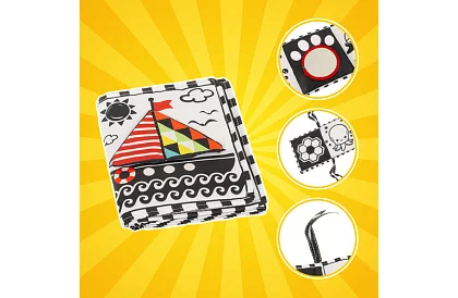 Carte senzorială - jucărie cu contrast pentru bebeluși 0+