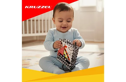 Carte senzorială - jucărie cu contrast pentru bebeluși 0+