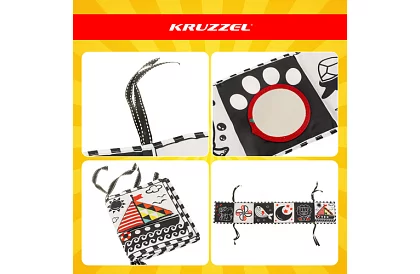 Carte senzorială - jucărie cu contrast pentru bebeluși 0+