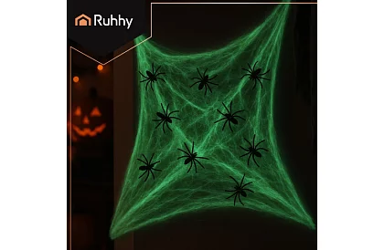 Pânză de păianjen luminoasă de Halloween cu 20 de păianjeni