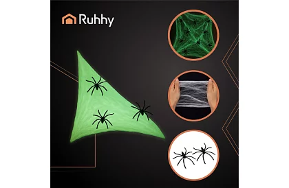 Pânză de păianjen luminoasă de Halloween cu 20 de păianjeni