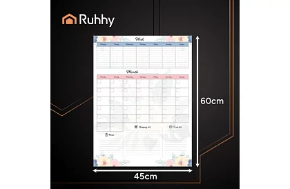 Planificator magnetic pentru frigider RUHHY – agendă 60 x 45 cm + marker