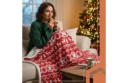 Pătură groasă cu motiv de Crăciun 130 x 170 cm