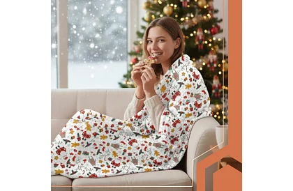 Plaid dublu cu motiv de Crăciun 150 x 200 cm