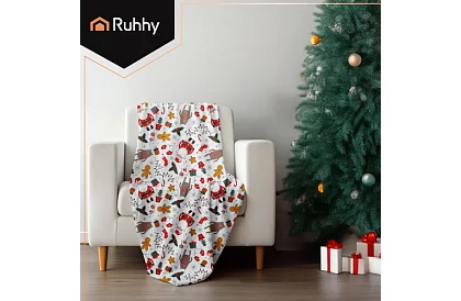 Plaid dublu cu motiv de Crăciun 150 x 200 cm