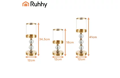 Set de 3 suporturi pentru lumânări – Gold Glamour