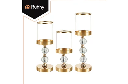 Set de 3 suporturi pentru lumânări – Gold Glamour