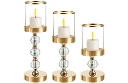 Set de 3 suporturi pentru lumânări – Gold Glamour