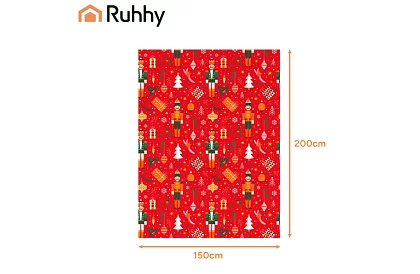 Pătură din flanel cu motiv de Crăciun 150 x 200 cm