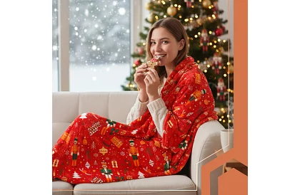 Pătură din flanel cu motiv de Crăciun 150 x 200 cm