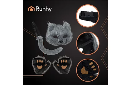 Costumul de carnaval pentru pisici 4 în 1 – gri