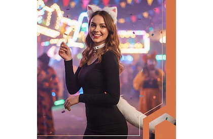 Costumul de pisică 3 în 1 - alb