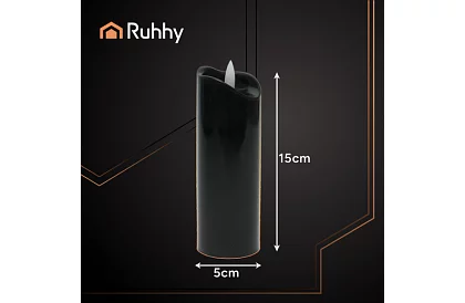 LED lumânări negre cu efect de flacără 15 x 5 cm – set de 12 bucăți