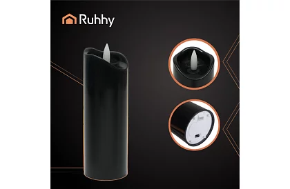 LED lumânări negre cu efect de flacără 15 x 5 cm – set de 12 bucăți