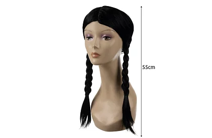 Părul lung negru cu împletituri - Wednesday