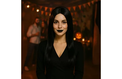 Părul lung negru cu împletituri - Wednesday