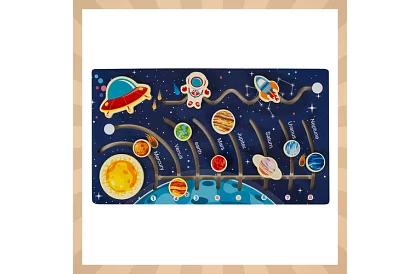 Puzzle Montessori din lemn - univers
