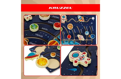 Puzzle Montessori din lemn - univers