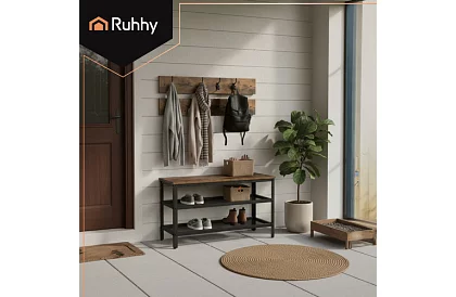 Peretele de intrare - pantofar + 2 rafturi cu cuier