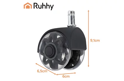 Roțițe de rezervă din cauciuc pentru scaune de birou – 5 buc. negre