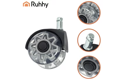 Roțițe de rezervă din cauciuc pentru scaune de birou – 5 buc. gri