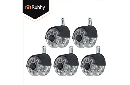 Roțițe de rezervă din cauciuc pentru scaune de birou – 5 buc. gri