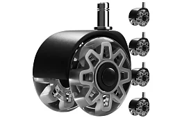 Roțițe de rezervă din cauciuc pentru scaune de birou – 5 buc. gri