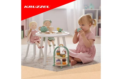 Set de ceai verde din lemn mare + suport pentru torturi