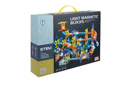 Set de construcție magnetică educațională 3D – pistă cu bile 110 piese