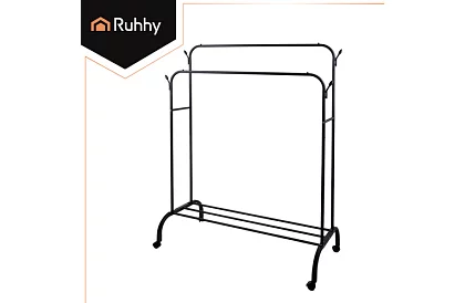 Dublu suport pentru haine pe roți