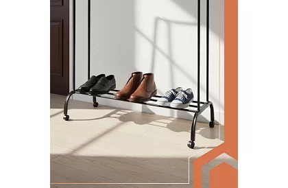 Dublu suport pentru haine pe roți