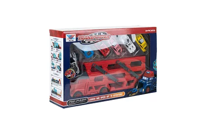 Camion cu remorcă pentru transportul vehiculelor + 6 mașini