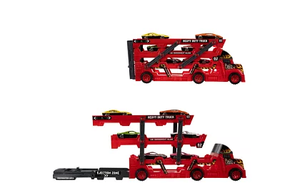 Camion cu remorcă pentru transportul vehiculelor + 6 mașini