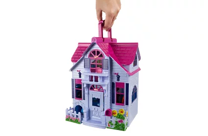 Casă pliabilă pentru păpuși cu mobilier