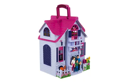 Casă pliabilă pentru păpuși cu mobilier