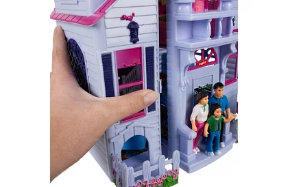 Casă pliabilă pentru păpuși cu mobilier