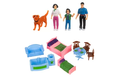 Casă pliabilă pentru păpuși cu mobilier