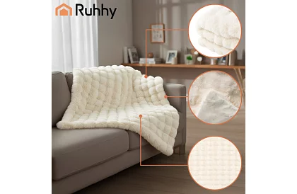 Plaid alb de catifea caldă 160 × 100 cm