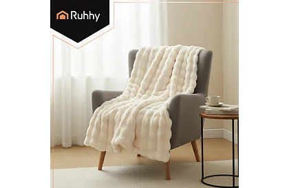 Plaid alb de catifea caldă 160 × 100 cm