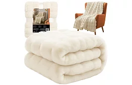 Plaid alb de catifea caldă 160 × 100 cm