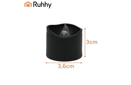 LED lumânări negre cu efect de flacără 3,6 × 3 cm – set de 12 bucăți