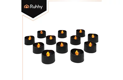 LED lumânări negre cu efect de flacără 3,6 × 3 cm – set de 12 bucăți