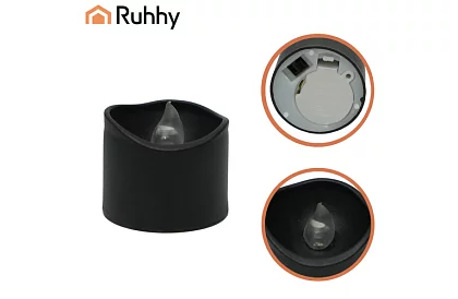 LED lumânări negre cu efect de flacără 3,6 × 3 cm – set de 12 bucăți