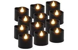 LED lumânări negre cu efect de flacără 3,6 × 3 cm – set de 12 bucăți