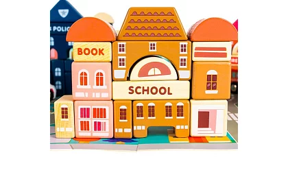 Blocuri de lemn – Oraș 115 bucăți cu suport