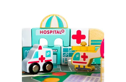 Blocuri de lemn – Oraș 115 bucăți cu suport